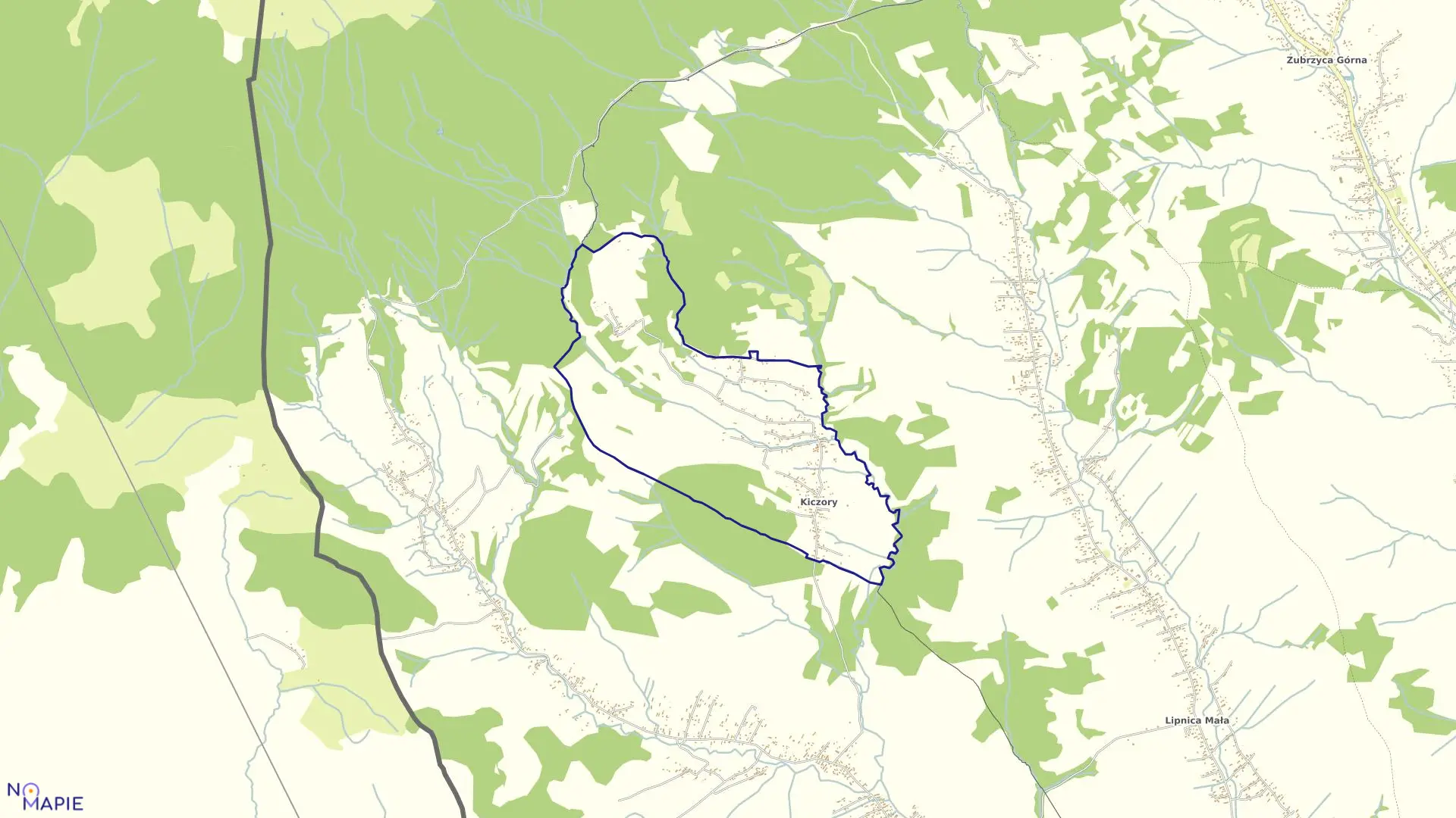 Mapa obrębu Kiczory w gminie Lipnica Wielka