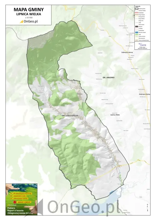 Mapa gminy Lipnica Wielka